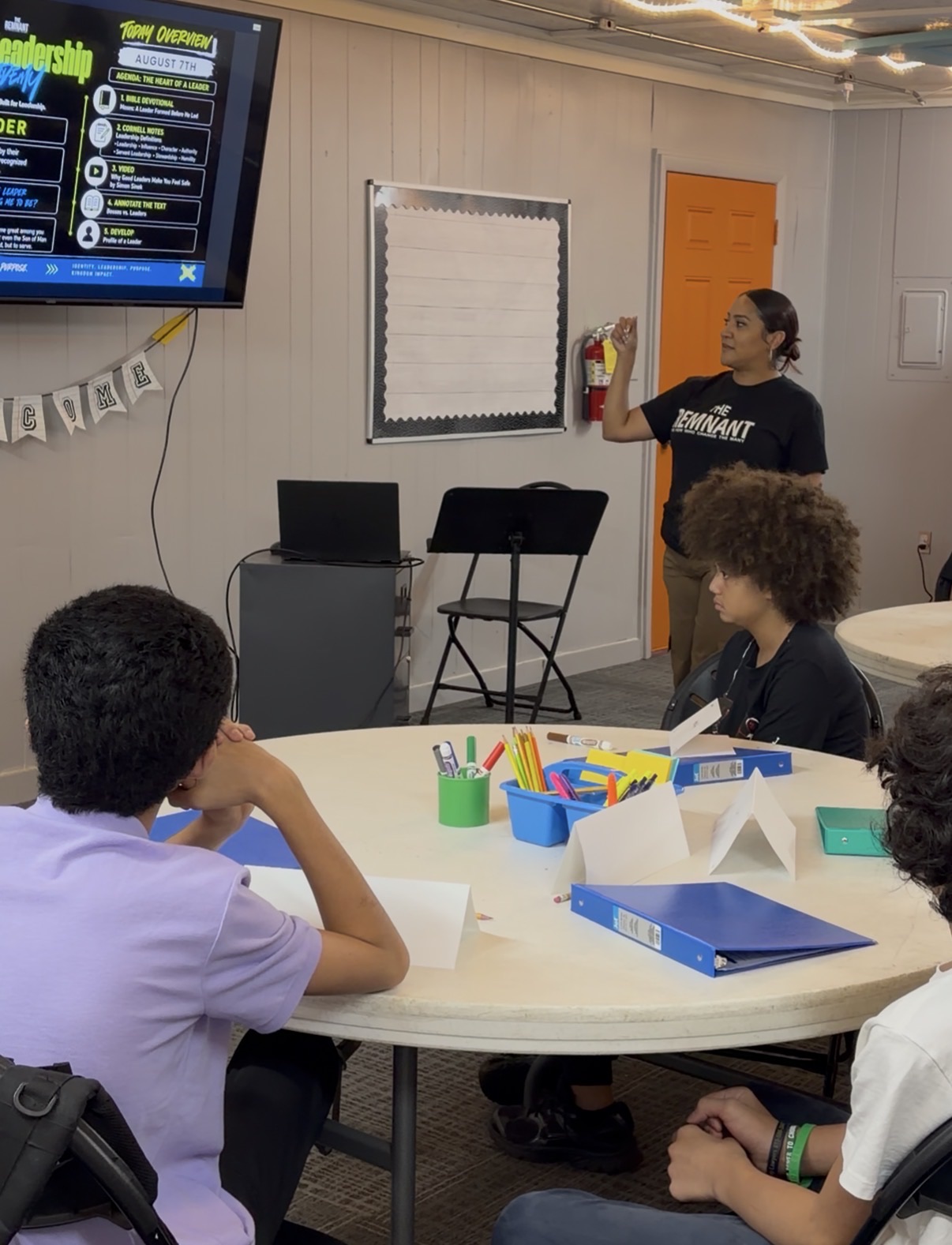 Stephanie Roberts teaching Remnant Youth students